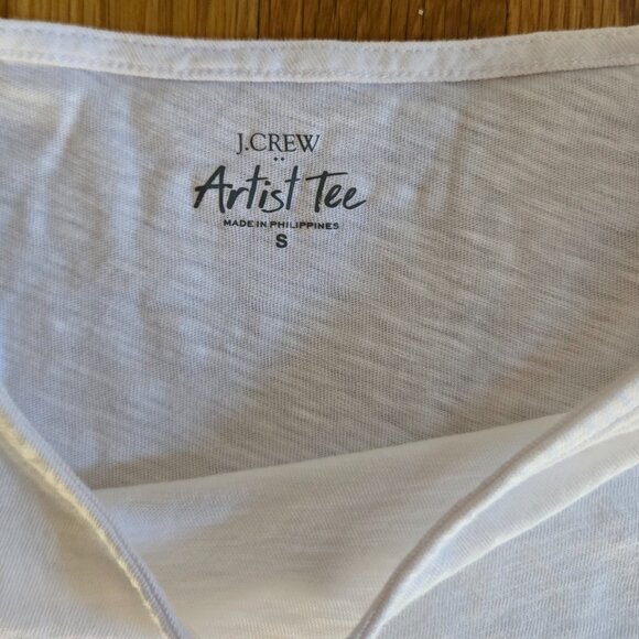 J Crew White Artist Long Sleeve Tee Shirt Size S - Picture 4 of 4